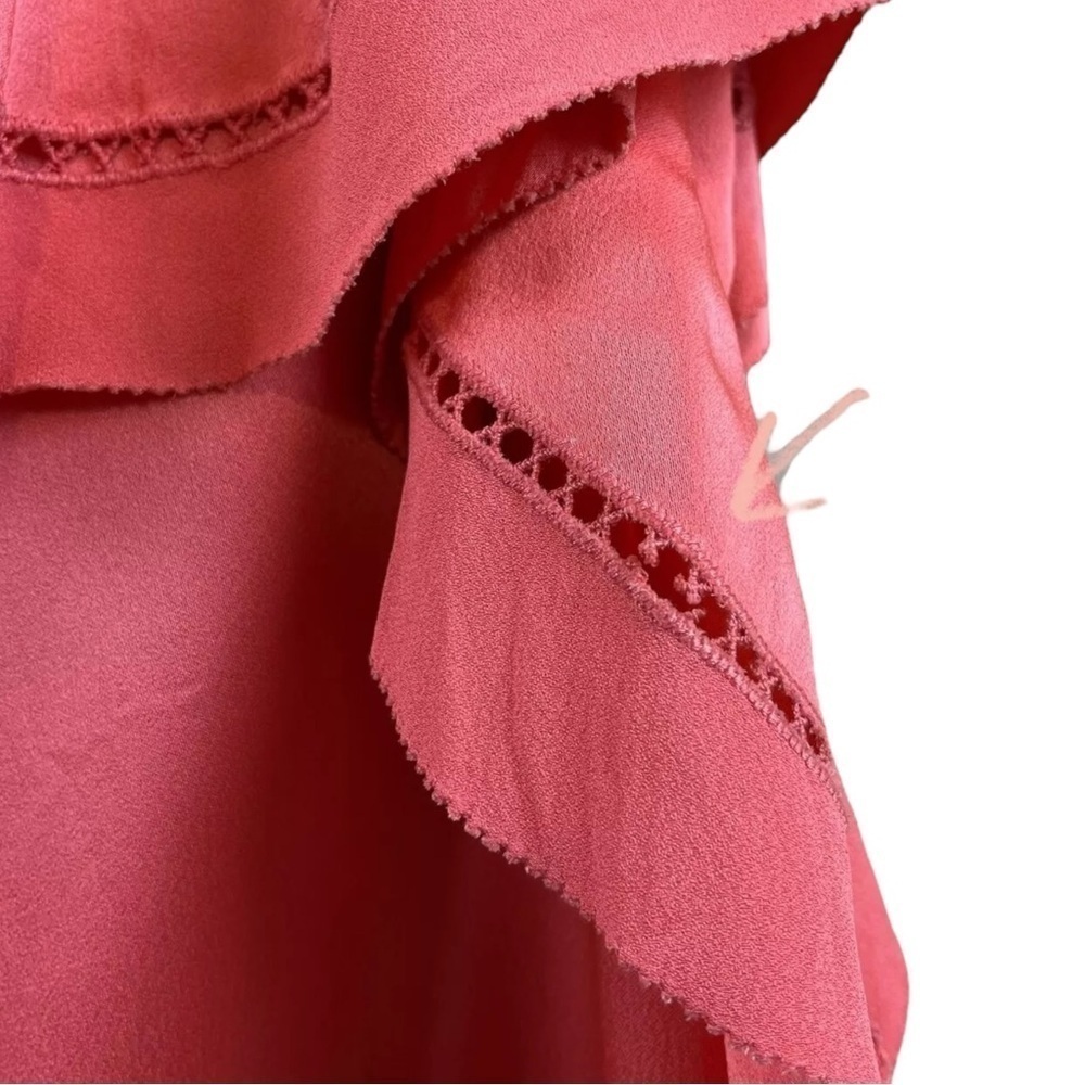 Rachel Zoe Off Shoulder Ruffle Cocktail Mini Dress Coral Peony Pink Size 0 - Picture 5 of 8
